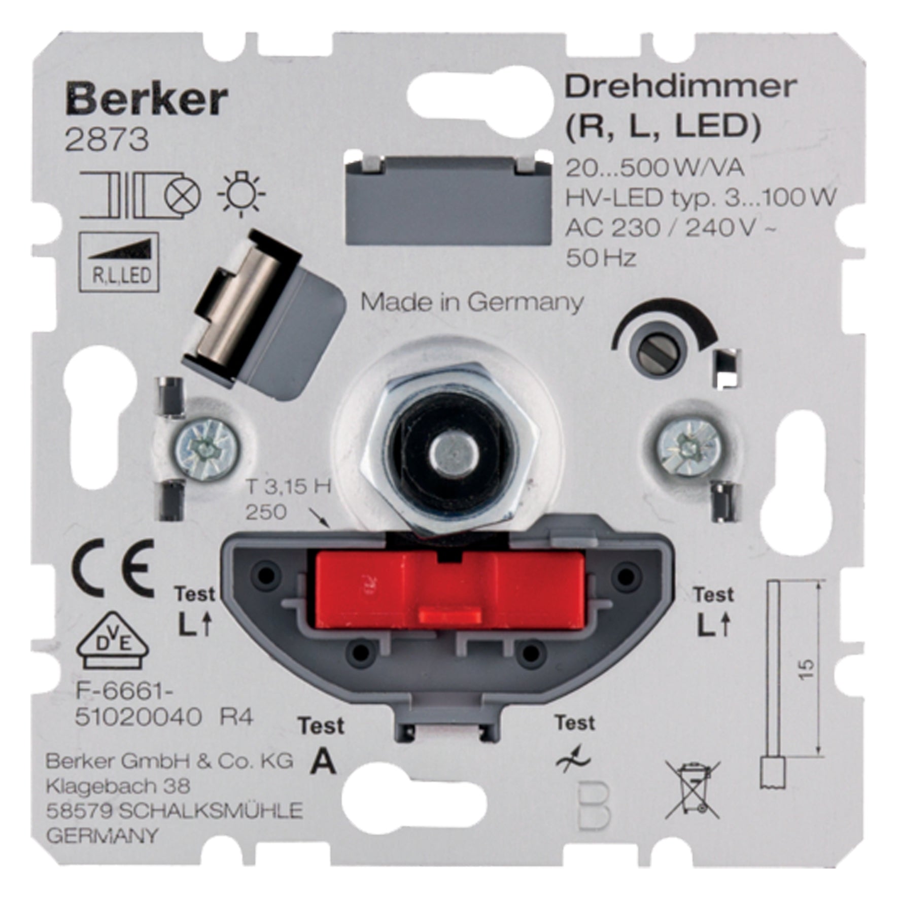 Berker dimmer inbouw - LED 3-100W - universeel 20-500W - druk-wissel